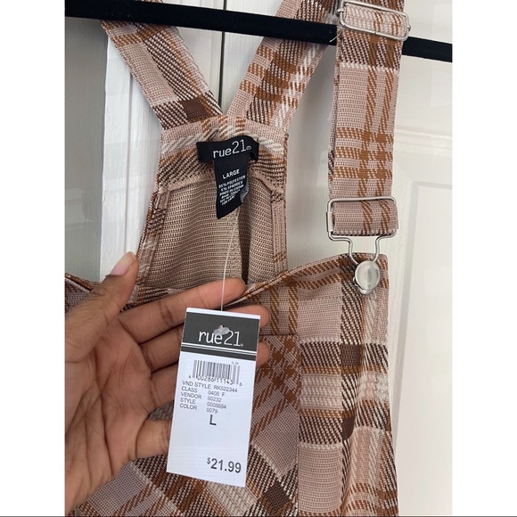 NWT Rue21 Tan Plaid Overall Dress - Picture 8 of 8